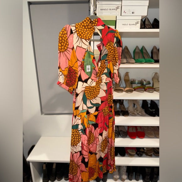 Farm Rio colorful sunflowers midi dress, size XS NWT - Picture 2 of 3